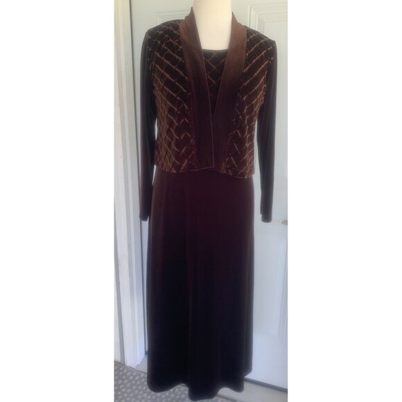 VTG Carol Anderson Petite Velour 2- Piece Maxi Party Wedding Speci. Occasion XS - Picture 1 of 7